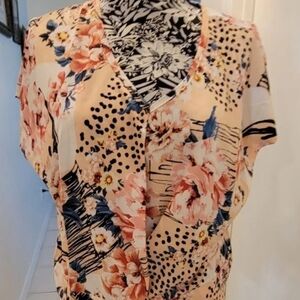 Kalftine Floral dollman sleeves  blouse spring summer flowery blouse